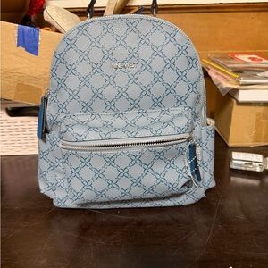 Nine West Blue Monogram Mini Backpack